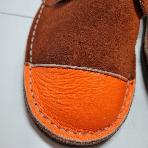 Brother Vellies Women's Leather Chukka Ankle Orange Cap Toe Lace Up Boots W7 M5 - Picture 6 of 8